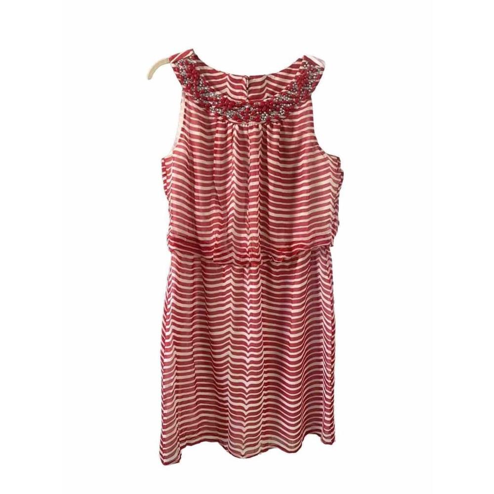 NWOT Vineyard Vines Red Striped Silk Whale Wave Dress Medium